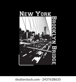 Puente de Brooklyn en Nueva York estampado gráfico , Dibujo abstracto de moda y diseño creativo para camisetas, tazas, camiseta gráfica, sudadera, estuches, etc. Ilustración en estilo moderno para ropa.