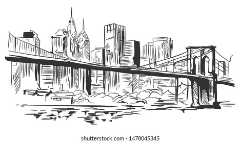 Brooklyn bridge in New York illustration