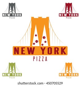 Brooklyn Bridge New York pizza concept vector design template