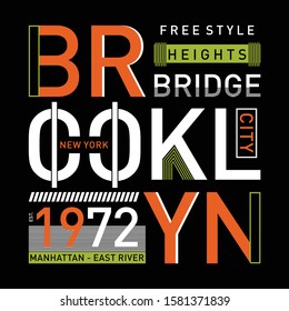 brooklyn bridge typography design for t-shirt, vector illustration