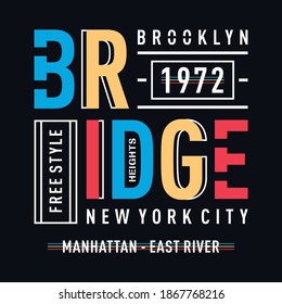 Brooklyn bridge typography design for t-shirt, Vvector illustration