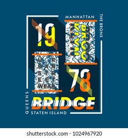 brooklyn bridge typography t shirt design, vector element illustration graphic artistic urban street casual wear