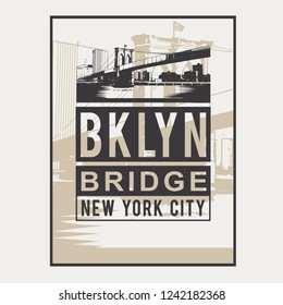 Brooklyn bridge typography, tee shirt graphics, vectors