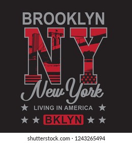 Brooklyn bridge typography, tee shirt graphics, vectors