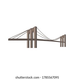 Brooklyn Bridge Vector Illustration. Flat Design. Isolated Background. United States Of America.