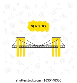 Brooklyn bridge. Vector illustration, symbol of New York city