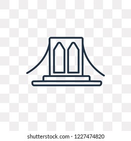 Brooklyn bridge vector outline icon isolated on transparent background, high quality linear Brooklyn bridge transparency concept can be used web and mobile