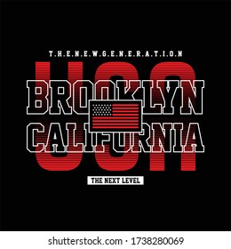brooklyn california usa typography vintage tshirt