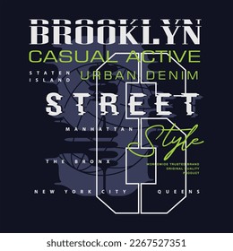 brooklyn casual active graphic fashion style, t shirt design, typography vector, illustration