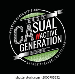 Brooklyn casual active Modern typography design in vector illustration.Clothing,t-shirt,apparel and other uses.