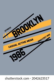 brooklyn casual active wear,t-shirt design fashion vector