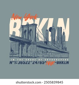 Brooklyn city. Illustration city graphic drawing. T-shirt graphic design