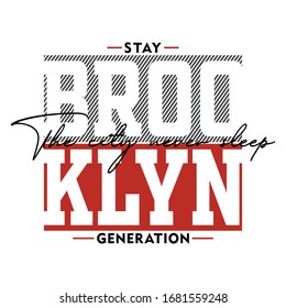 Brooklyn city slogan typography graphic for print t-shirt,vector illustration,line art,style