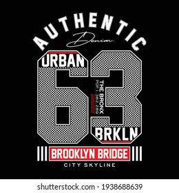 Brooklyn city typography graphic athletic,authentic t shirt printed,design vector illustration,art