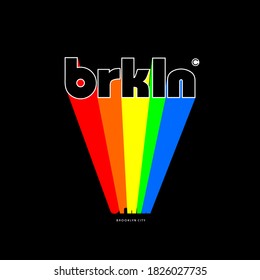 Brooklyn CITY ,vector typography design illustration for printing.RAINBOW COLORS
