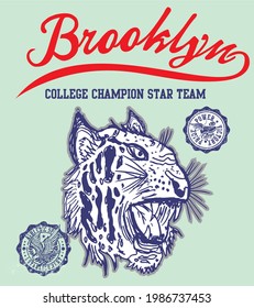 Brooklyn college academy champion team graphic  design vector art