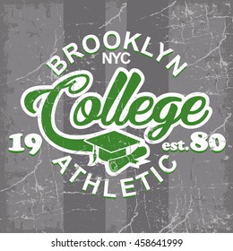 Brooklyn College Athletic vector T-shirt design.
