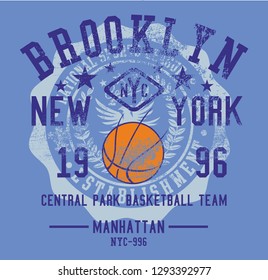 Brooklyn College basketball graphic design vector art