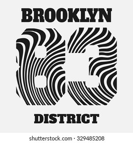Brooklyn college sport typography, t-shirt graphics. Emblem, poster, banner, flyer, postcard, vector illustration 