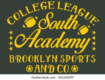 Brooklyn college vector print and varsity. For t-shirt or other uses in vector.