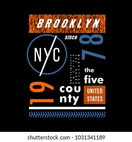 Brooklyn cool awesome typography tee design vector illustration,element vintage artistic apparel product