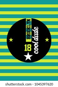 brooklyn cool dude,t-shirt print poster vector illustration