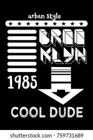 brooklyn cool dude,t-shirt print poster vector illustration