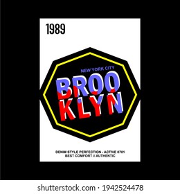 BROOKLYN, CUTTING FONT, design illustration vector label symbol sign graphic, for t shirt design.