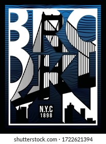 brooklyn decorative,vector typography design illustration for t shirt printing