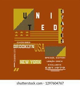 Brooklyn design vector typography artistic theme,nyc trendy apparel printing,arts,illustration,style