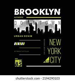 Brooklyn down town stylish. building silhouette abstract design with the lines style. vector illustration for print t shirt