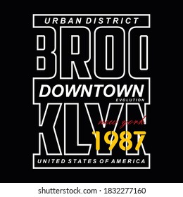 brooklyn downtown text letters typography graphic design vector illustration