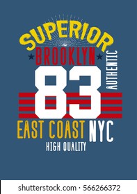 brooklyn east coast authentic,t-shirt print poster vector illustration