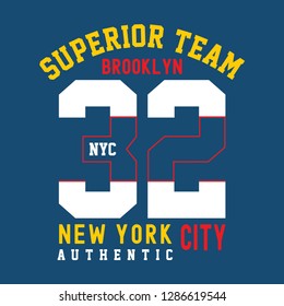 brooklyn east coast,t-shir... illustration - Vector
