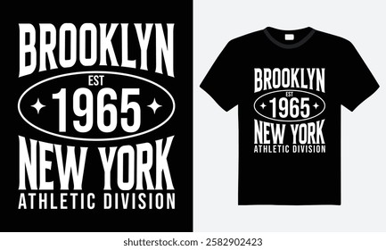 Brooklyn Est 1965 New York Athletic Division T-Shirt Design - Vintage Sports Graphic Tee