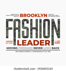 brooklyn, fashion leader,moving forward typography graphic design, for t-shirt prints, vector illustration
