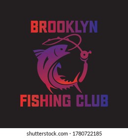 brooklyn fishing club typography design for t-shirt vector illustration