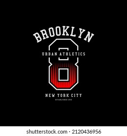 brooklyn. Graphic mens dynamic t-shirt design, poster, typography. Vector illustration.
