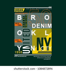 brooklyn graphic typography t shirt design, vector vintage illustration artistic art