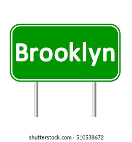 Brooklyn green road sign isolated on white background.