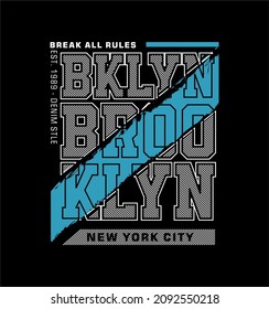 Brooklyn with grunge blue line vector typography t shirt graphics print