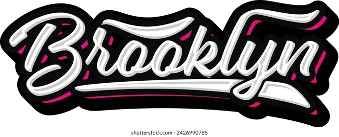 Brooklyn Hand Lettering typography vector template