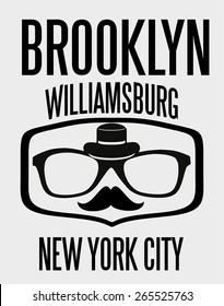 brooklyn hipster graphic design vector art