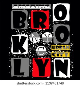 Brooklyn images typography design vector illustration for t shirt 