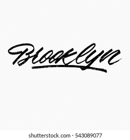 Brooklyn. Ink hand lettering. Modern brush calligraphy. Handwritten phrase. Inspiration graphic design typography element. Cool simple vector sign.