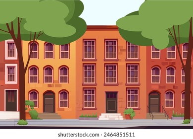 Brooklyn edificios paisajísticos árboles Ilustración vectorial