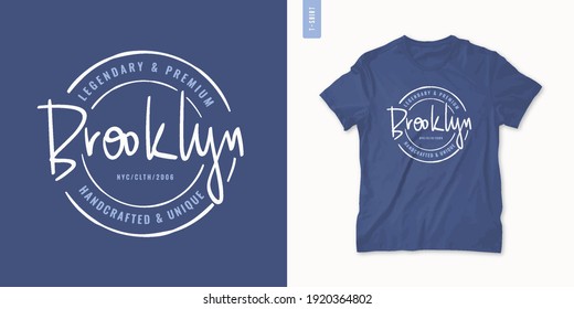 Brooklyn letter graphic mens t-shirt design, print, vector illustration.