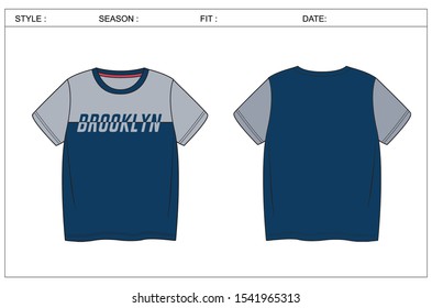 brooklyn letter with gray navy contrast panel t shirt