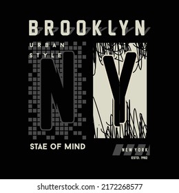 brooklyn lettering abstract flat graphic, typography vector, t shirt design, illustration, good for casual style