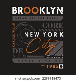 brooklyn lettering graphic typography vector, for t shirt print, casual style 